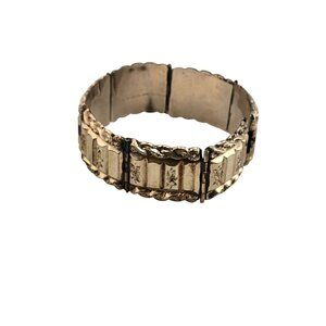 Antique Gold Filled Detailed Hinged Bracelet (A7729)